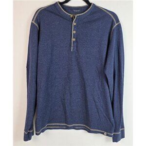 Solaris Men’s Henley Shirt Size M Blue Long Sleeve Cotton Polyester